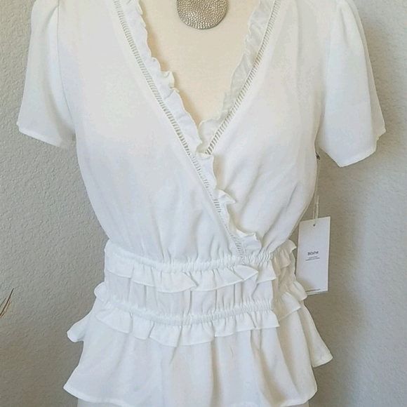 Ruffle Wrap Top Small White NWT - Picture 8 of 10